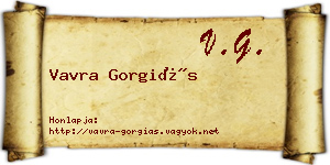 Vavra Gorgiás névjegykártya